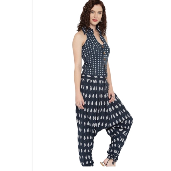 Desi Weavess Indigo Sleeveless Jodhpuri Jumpsuit - Picture 2 of 13